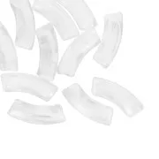Curved tube beads 35x11 mm acrylic transparent -Marbré Transparent - White x6