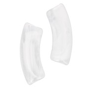 Curved tube beads 35x11 mm acrylic transparent -Marbré Transparent - White x6