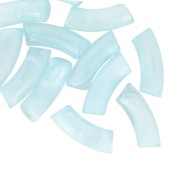 Curved tube beads 35x11 mm in clear acrylic - Marbled Light Blue x6
