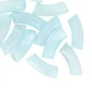 Curved tube beads 35x11 mm in clear acrylic - Marbled Light Blue x6