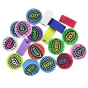 Assortment of 9mm round beads - polymer clay - neon Multicolored x10|raw }}
