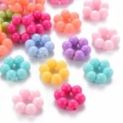 15mm Opaque resin flower beads assortment - Multicoloured pastel x20