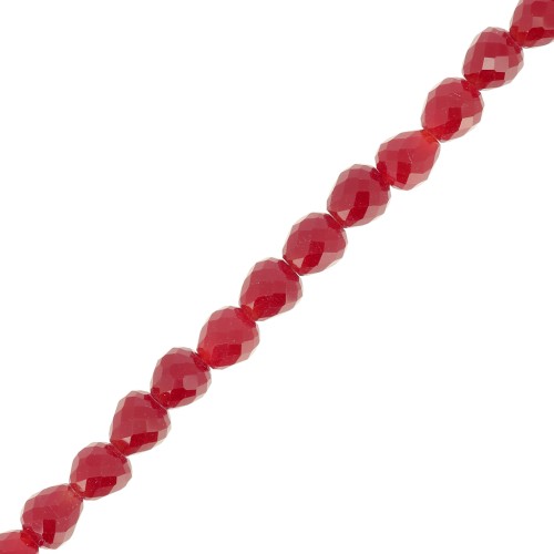 4x4mm Faceted Glass Pear Beads - Dark Red x43cm