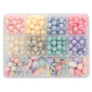 333 Pearly opaque Acrylic beads assortment - multi shape - Pastel x1|raw }}