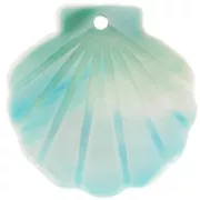 19mm Acetate Shell Pendant - Marbled Blue - White x1