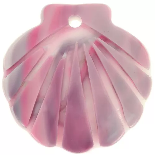 19mm Acetate Shell Pendant - Pink Marbled - White x1