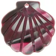 19mm Acetate Shell Pendant - Red Marbled - Black x1
