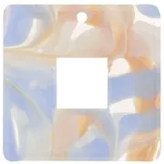 29.5x29.5mm Square Acetate Pendant - Transparent Marbled Sky Blue - Beige x1