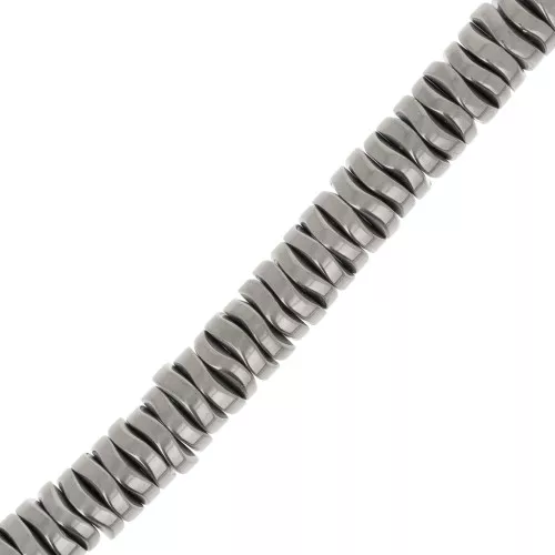 6x1.7mm Heishi wavy beads - imitation Hematite x39cm