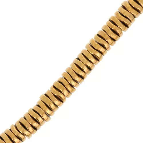6x1.7mm Heishi wavy beads - imitation Hematite - Gold Tone x39cm