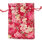 95x140mm Polyester Flower Jewelry Pouch - Red - pink x1