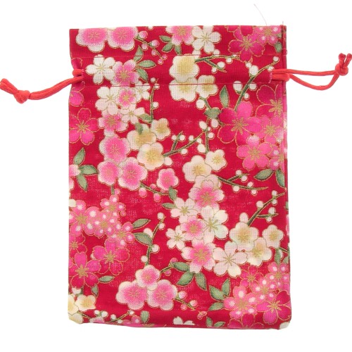 95x140mm Polyester Flower Jewelry Pouch - Red - pink x1