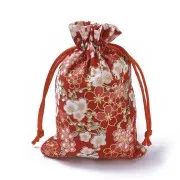 95x140mm Polyester Flower Jewelry Pouch - Red - pink x1