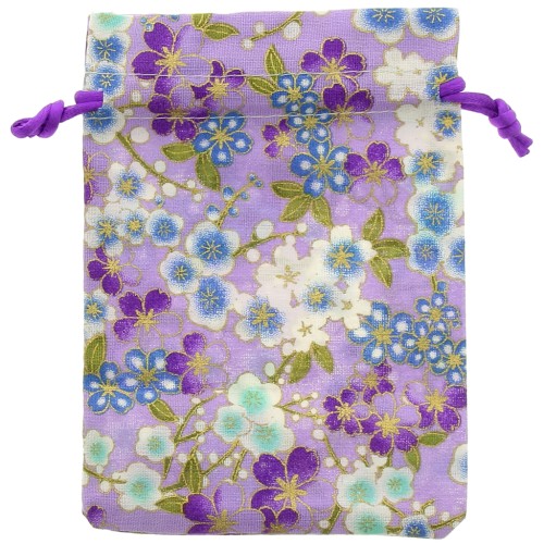 95x140mm Polyester Flower Jewelry Pouch - Purple - Blue x1