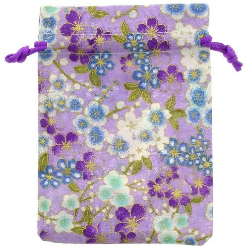 95x140mm Polyester Flower Jewelry Pouch - Purple - Blue x1