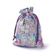 95x140mm Polyester Flower Jewelry Pouch - Purple - Blue x1