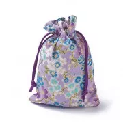 95x140mm Polyester Flower Jewelry Pouch - Purple - Blue x1