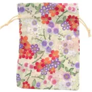 95x140mm Polyester Flower Jewelry Pouch - Ecru - Purple - Red x1