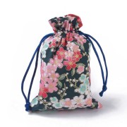 95x140mm Polyester Flower Jewelry Pouch - Dark Blue - Pink - Red x1