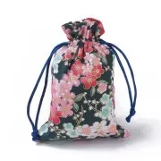 95x140mm Polyester Flower Jewelry Pouch - Dark Blue - Pink - Red x1