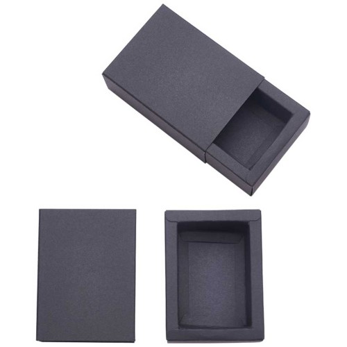 9x6x4cm Kraft Paper Jewellery Box - Black x1