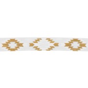 15mm Elastic Fancy Aztec Ribbon - White - Gold x1m|raw }}