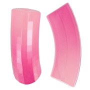 37x12mm Curved & faceted tube beads in transparent resin - Pink gradient x6
