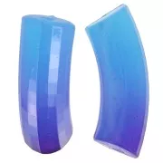 37x12mm Curved & faceted tube beads in transparent resin - Blue gradient x6