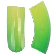 37x12mm Curved & faceted tube beads in transparent resin - Green gradient x6