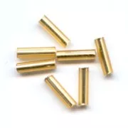 Preciosa Seed Beads, 6.5x2 mm Gold Silver-Lined Tubes, 20 g