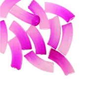 37x12mm Curved & faceted tube beads in transparent resin - Purple gradient x6
