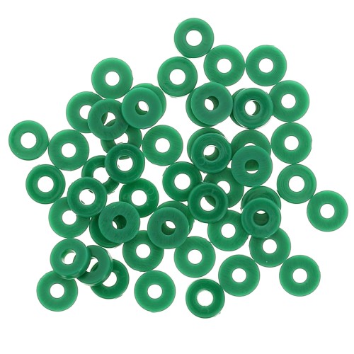 6x1mm Heishi plastic round beads - Dark Green x1.8g