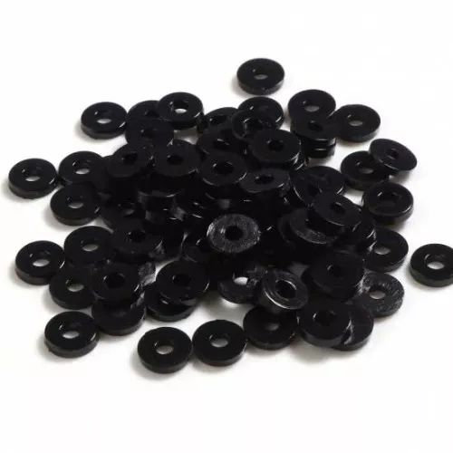 Heishi plastic rondelle beads 6x1 mm - Black x1.8g