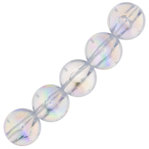 10mm Round acrylic beads - Clear AB effect x10