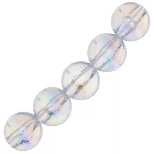 10mm Round acrylic beads - Clear AB effect x10