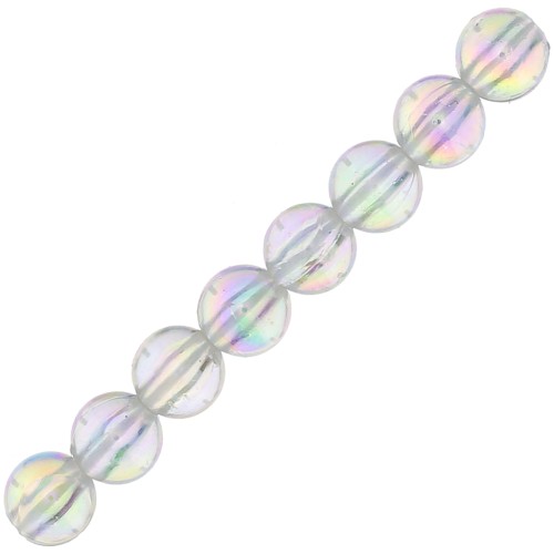 6mm Round acrylic beads - Clear AB effect x10