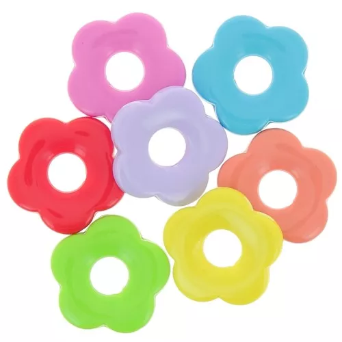 27mm Hollow acrylic flower pendants - Multicoloured x10