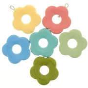 27mm Hollow acrylic flower pendants - Multicoloured x10