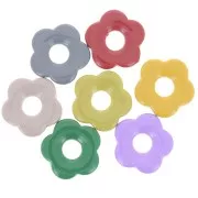 27mm Hollow acrylic flower pendants - Multicoloured x10
