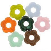 27mm Hollow acrylic flower pendants - Marbled Multicolour x10|raw }}