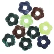 27mm Hollow acrylic flower pendants - Marbled Multicolour x10