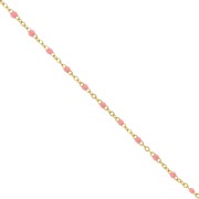 2mm Stainless steel 304 Chain with epoxy resin beads Gold Tone - Salmon x1m|raw }}