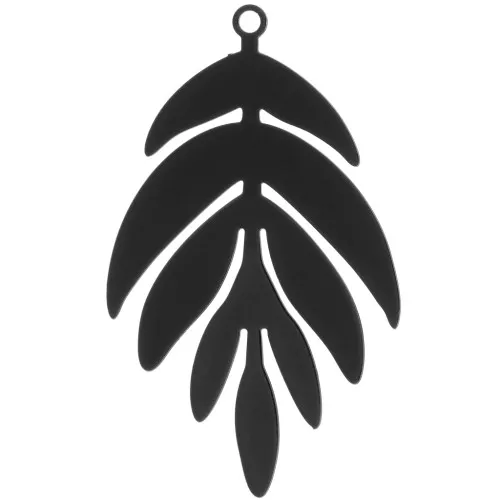 40x24mm Dyed Leaf Pendant - Black x1