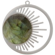 30mm 316L stainless steel round pendant - sun pattern x1