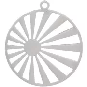 28mm 304 stainless steel round pendant - sun pattern - for 6mm cabochon x1