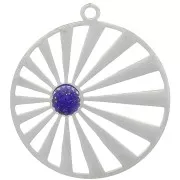 28mm 304 stainless steel round pendant - sun pattern - for 6mm cabochon x1