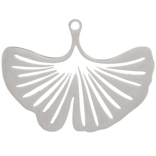 23x31mmStainless Steel 304 Ginkgo Leaf Pendant x1
