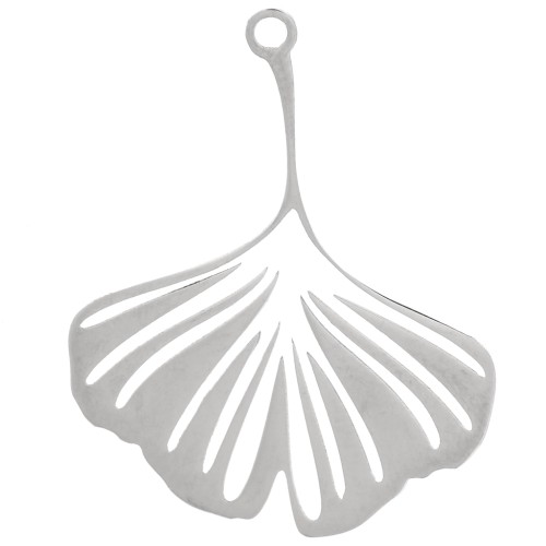 26.5x21mm 304 Stainless Steel Ginkgo Pendant x1