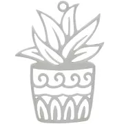 31x23mm Stainless steel 304 Hollow plant pendant x1