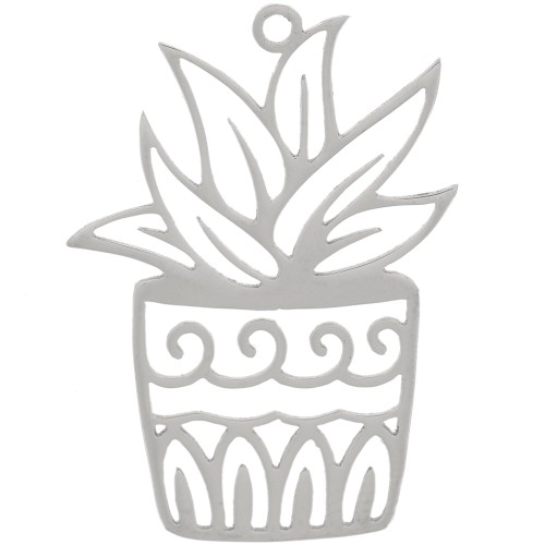 31x23mm Stainless steel 304 Hollow plant pendant x1